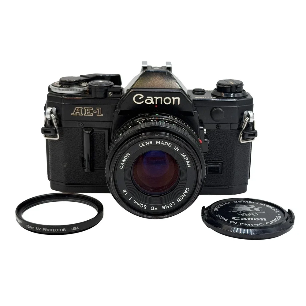 Canon AE-1 35mm Film SLR Camera with FD 50mm f1.8 Lens Tested New Light Seals